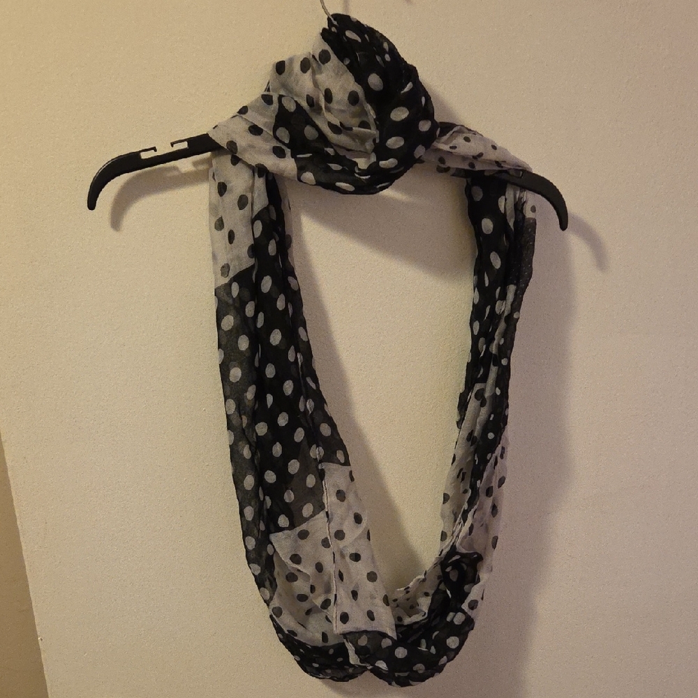 Polka Dot Infinity Scarf - Black and White